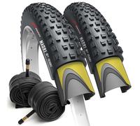 Fincci Bici Copertoni MTB 29 x 2.25 - Set di Nero Pneumatici Pieghevoli 29" con Protezione Antiforatura 1 mm e 2 Camere d'aria Schrader 57-622 - Imballaggio Gomme 29" per Gravel & Mountain & E bike