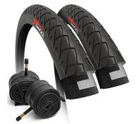 Fincci Set Copertone 26 MTB Pollici 26x2.125 54-559 Pneumatico Pieghevole con Schrader Valvole Interne Camera daria per Strada Gomme Slick Mountain Bike Ibrida Bici Stradale Corsa Bicicletta