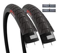 Fincci Set Coppia Copertoni 26x2.10 Pollici 54-559 Slick Pneumatici con Schrader Valvole Interne Camera d'Aria per Strada MTB Montagna Ibrida Bici Bicicletta con 26 MTB