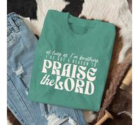 Finché sarò in vita, ho motivo di lodare la maglietta, Loda il Signore maglietta, Brandon Lake Highlands Christian T-Shirt, T-shirt stampata a collo tondo da donna L,M,S,XLLettereTessuto in maglia