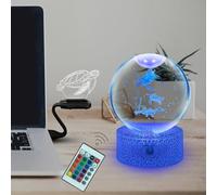 Fincoly Lampada a sfera di cristallo a forma di tartaruga, luce notturna con animali marini, 16 colori che cambiano colore, lampada a levitazione 3D con telecomando, dimmerabile, decorazione per casa,