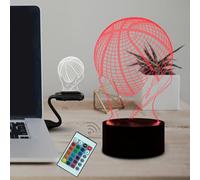Fincoly Lampada notturna da basket con 16 colori effetto 3D da scrivania, comodino, lampade decorative con telecomando, Smart Touch, ricarica USB, illusione RGB, ornamento da tavolo, compleanno,