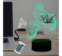 Fincoly Luce notturna a forma di moto da cross con illusione 3D, lampada decorativa per camera di ragazzi e ragazze, con 16 colori che cambiano, per Halloween, Ringraziamento, vacanze, compleanno