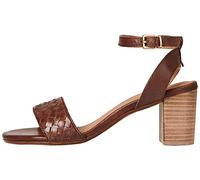 FIND Block Heel Leather Weave - Sandali con Cinturino alla Caviglia Donna, Marrone (Mid Brown Mid Brown), 39 EU