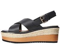 FIND Crossover Leather Platform - Sandali punta aperta Donna, Nero (Black Black), 39 EU