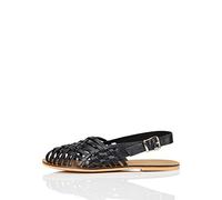 FIND Weave Slingback Leather - Sandali a Punta Aperta Donna, Nero (Black), 39 EU
