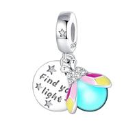Find You Light Glow in the Dark Bright Fire Fly Star Ciondolo in argento Sterling 925 compatibile con braccialetti Pandora