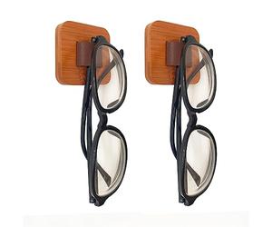 FINDAMAZE Porta Occhiali da Sole - Organizzatore per Occhiali da Sole in Legno Portaocchiali da Sole da Appendere Espositore per Occhiali(2 Pezzi, Colore Legno-Corti)