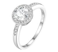 FindChic Anello Argento 925 Donna con Zirconia Cubica, Pietra Rotonda, Fedina Fidanzamento - Regalo per Donna e Ragazza