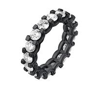 FindChic Anello da Donna Nero con Zirconia Cubica Placcato Nero Larghezza 5mm Taglia 24,75 Anello Nero Donna Brilantini Confezione Regalo