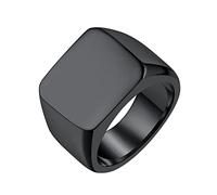 FindChic Anello Uomo Nero Anello con sigillo uomo acciaio chirurgico ipoallergenicoanello nero uomo quadrato anello chevalier nero regalo per papà ragazzo