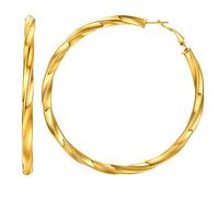 FindChic Cerchi Dorati da 80 mm Orecchini a Cerchio Intrecciati in Acciaio Inossidabile Placcato Oro Leggero Grandi Orecchini a Cerchio a Tubo Ipoallergenico
