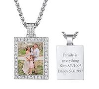 FindChic Collana con Foto Personalizzata Uomo Donna 51cm Gioielli Personalizzati con Incisione Square foto Pendant