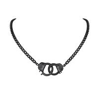 FindChic Collana con Manette a Catena per Uomo e Donna Acciaio Inossidabile 316l Placcato Nero Personalizzata Manette a Catena Collana con Lucchetto per Manette con Serratura