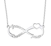 FindChic Collana con Targhetta Infinito Personalizzata con 3 Nomi Gioielli Regali per Donne Ciondolo con Catena in Acciaio Inossidabile per Ragazze