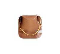 FindChic Collana Donna Oro Piatta 5mm Collana Snake Donna in Acciaio Inossidabile Catena a Serpente Lunghezza 38cm Girocollo Placcato Oro Confezione Regalo