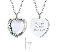 FindChic Collana Personalizzata Donna Urna per Ceneri Con Pietra Diamante Sintetico Mese Aprile in Acciaio Inossidabile Cuore Ciondolo