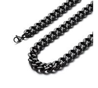 FindChic Collana Uomo Nera Catena Cubana 12mm Collana Catena Nera Collana Uomo Cubana 46cm Collana Nera Uomo Acciaio Inossidabile Catena Uomo Nera Confezione Regalo