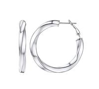 FindChic Orecchini a Cerchio Medi da 40 mm Orecchini a Cerchio Intrecciati Leggeri da Donna Cerchi in Acciaio Inossidabile Ipoallergenico