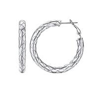 FindChic Orecchini a Cerchio Medi da 40 mm Orecchini a Cerchio Intrecciati Leggeri da Donna Cerchi in Acciaio Inossidabile Ipoallergenico