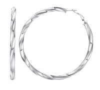 FindChic Orecchini a Cerchio Medi in Acciaio Inossidabile da 30/40/60/80 mm Orecchini a Cerchio Intrecciati Leggeri da Donna Cerchi Argento/Placcato Oro 18K/ Placcato Nero