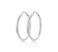 FindChic Orecchini Cerchio Donna in Acciaio Inossidabile Orecchini Donna Acciaio Chirurgico Cerchio Grande 60mm Colore Argento Regalo Confezione