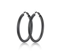 FindChic Orecchini Cerchio Donna Placcato Nero in Acciaio Inossidabile Orecchini a Cerchio Tubolare Grande 60mm Regalo Confezione