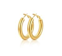 FindChic Orecchini Donna Cerchio Placcato Oro Orecchini Cerchio Oro Piccolo 30mm in Acciaio Inossidabile con Regalo Confezione