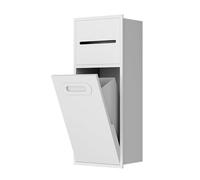 Findepot 20 x 50 cm, nicchia in acciaio inox con pattumiera, nicchia per bagno con rullo di carta, mensola portaoggetti per bagno e doccia, per carta igienica, antiruggine, impermeabile, bianco