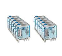 Finder 465290120074 - Relé a spina 2RT 8 A 12 Vdc con pulsante per prova manuale e indicatore meccanico/doppio LED AgNi