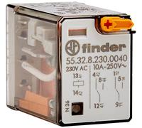 FIN 55.32.8 230V - Relè industriale, 2x UM, 250 V/10 A, 230 V c.a.