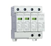 Finder 7P2482751020 - Limitatore di sovratensione tipo 2 varistori/spinterometro protezioni P-N + N-PE trifase 230/400 controllo visivo/segnalazione remota