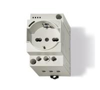 Finder, Presa Elettrica Modulare da Quadro Schuko + Bipasso 10/16A, Grigio