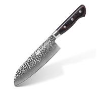 FINDKING Coltello Santoku da 7 Pollici in Damasco, Versatile Coltello da Chef Ispirato al Giappone, Coltello Multifunzione per la Preparazione di Verdure (Serie Raven)