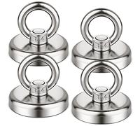 FINDMAG Ganci magnetici, confezione da 4 pezzi, 45,4 kg, super resistenti, magneti con ganci, possono essere utilizzati come magneti da pesca per recuperare oggetti e recuperare in fiume, diametro 32