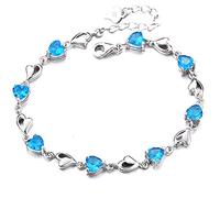 findout il mio Amore Ametista bianco blu cuore di cristallo braccialetto d'argento, per le donne le ragazze (blu)