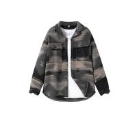 FindThy Camicia da Uomo in Flanella Spazzolata Etnica Azteca Stampa abbottonata Risvolto Tribale Camicia Giacca Shacket, 01 Nero Grigio, X-Large