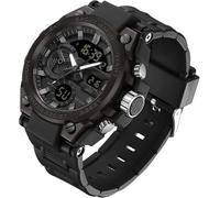 findtime Orologio da polso da uomo, militare, blu, digitale, per attività all'aperto, 5 ATM, impermeabile, digitale, sveglia, calendario/cronometro, Nero , cinghia