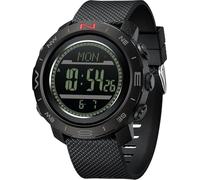findtime Orologio digitale da uomo, contapassi, contapassi, sportivo, militare, bussola, altimetro, barometro, ABC, orologio tattico da esterno, sveglia luminosa, cronometro, conto alla rovescia, Nero