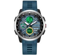 findtime Orologio digitale da uomo, impermeabile, con timer a doppio tempo, sveglia, analogico, digitale, per ragazzi e ragazzi, Blu, cinghia