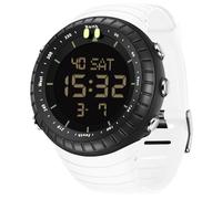 findtime Orologio digitale da uomo, militare, impermeabile, con numeri grandi, sveglia, sport, corsa, elettronico, tattico, per uomo, semplice orologio da esterno, bianco, Cinturino