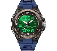 findtime Orologio digitale da uomo sportivo per uomini ragazzi adolescenti orologio da polso all'aperto con conto alla rovescia/sveglia/cronometro 5 ATM impermeabile, nero/blu, Bracciale