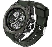 findtime Orologio militare da uomo, tattico, impermeabile, sportivo, analogico, digitale, con grande quadrante con allarme, cronometro, orologio LED per uomo, Verde, Cinturino