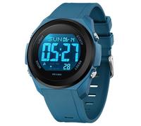 findtime Orologio sportivo digitale con retroilluminazione a LED a 7 colori, conto alla rovescia fino a 5 atm, impermeabile, per esterni, militare, per uomo e donna, visualizzazione data/settimana con