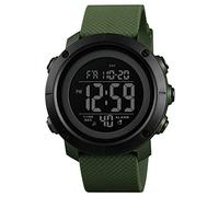 findtime Orologio sportivo digitale da uomo, cronometro, sveglia, impermeabile, a LED, tattico, doppio fuso orario, elettronico, per esterni, Verde e nero., Sportivo