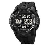 findtime Orologio sportivo digitale da uomo, impermeabile fino a 50 m, orologio digitale per sport all'aria aperta, con retroilluminazione a LED, sveglia, cronometro, Nero , Cinturino