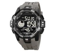 findtime Orologio sportivo digitale da uomo, impermeabile fino a 50 m, orologio digitale per sport all'aria aperta, con retroilluminazione a LED, sveglia, cronometro, Grigio, Cinturino