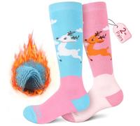 Findway Calze da Sci per Bambini,Calze Termiche per Bambini 85% Cotone Ragazzi Ragazze Calzini da Neve Traspirante Caldo Inverno All'aperto Calzini da Sci per Sci Pattinaggio Snowboard,2 Paia/3 Paia