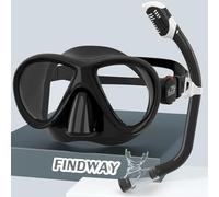 Findway Set per Snorkeling Bambini con Maschera e Boccaglio, Maschera Subacquea Bambino Anti-Perdite Panoramica 180°, Vetro Temperato Occhialini da Nuoto, Snorkel Set per Bambini dai 4-12 anni