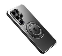 Fine Ajus, custodia per Samsung Galaxy S25 con supporto in metallo girevole a 360°, protezione completa dell'obiettivo della fotocamera, custodia protettiva (nero, Samsung Galaxy S25)
